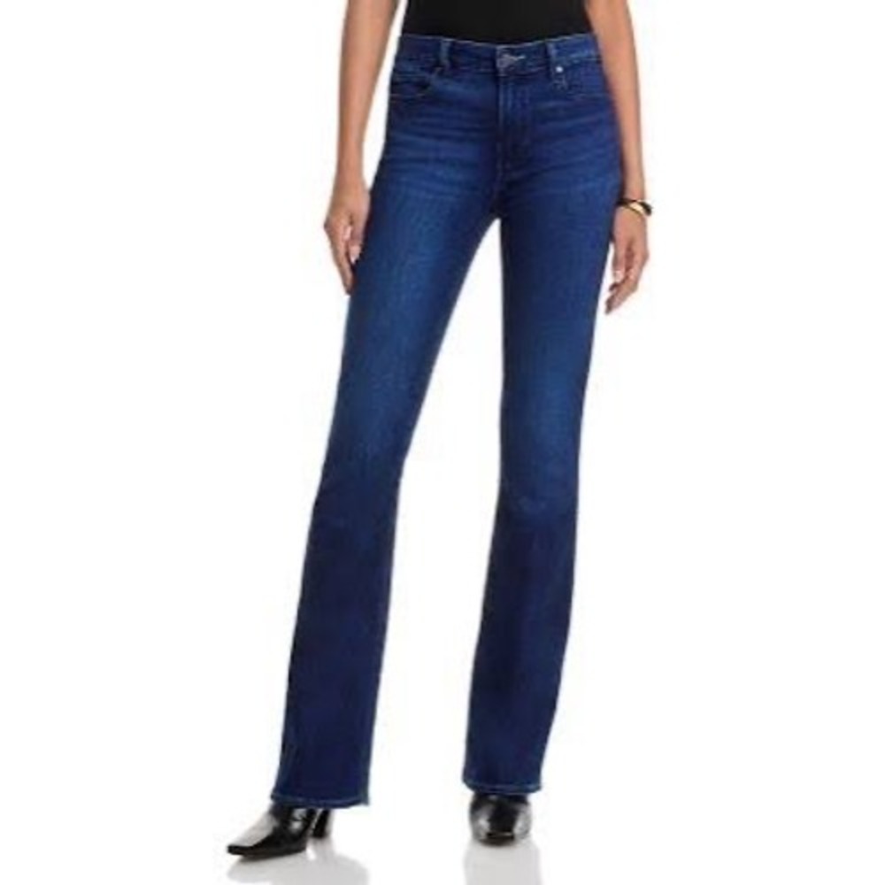 Paige High Rise Manhattan Flare Jeans Dark Wash‎ Double Button Denim Womens